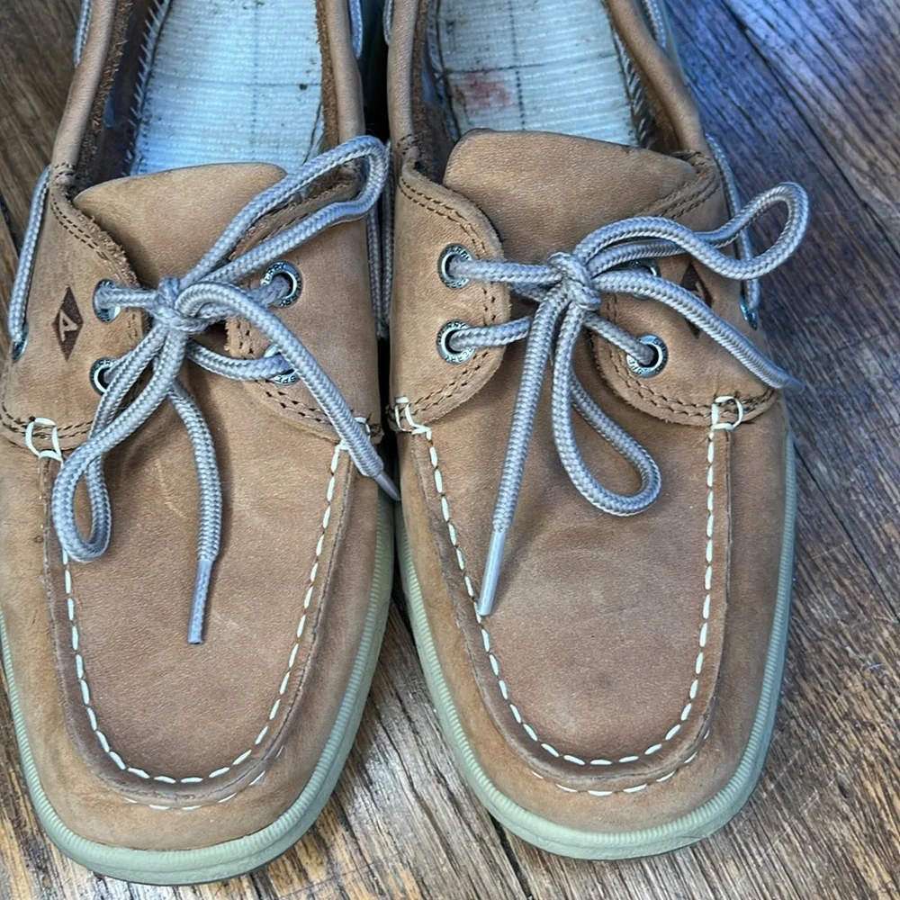 Sperry topsider boat shoes tan leather preppy men’s 8